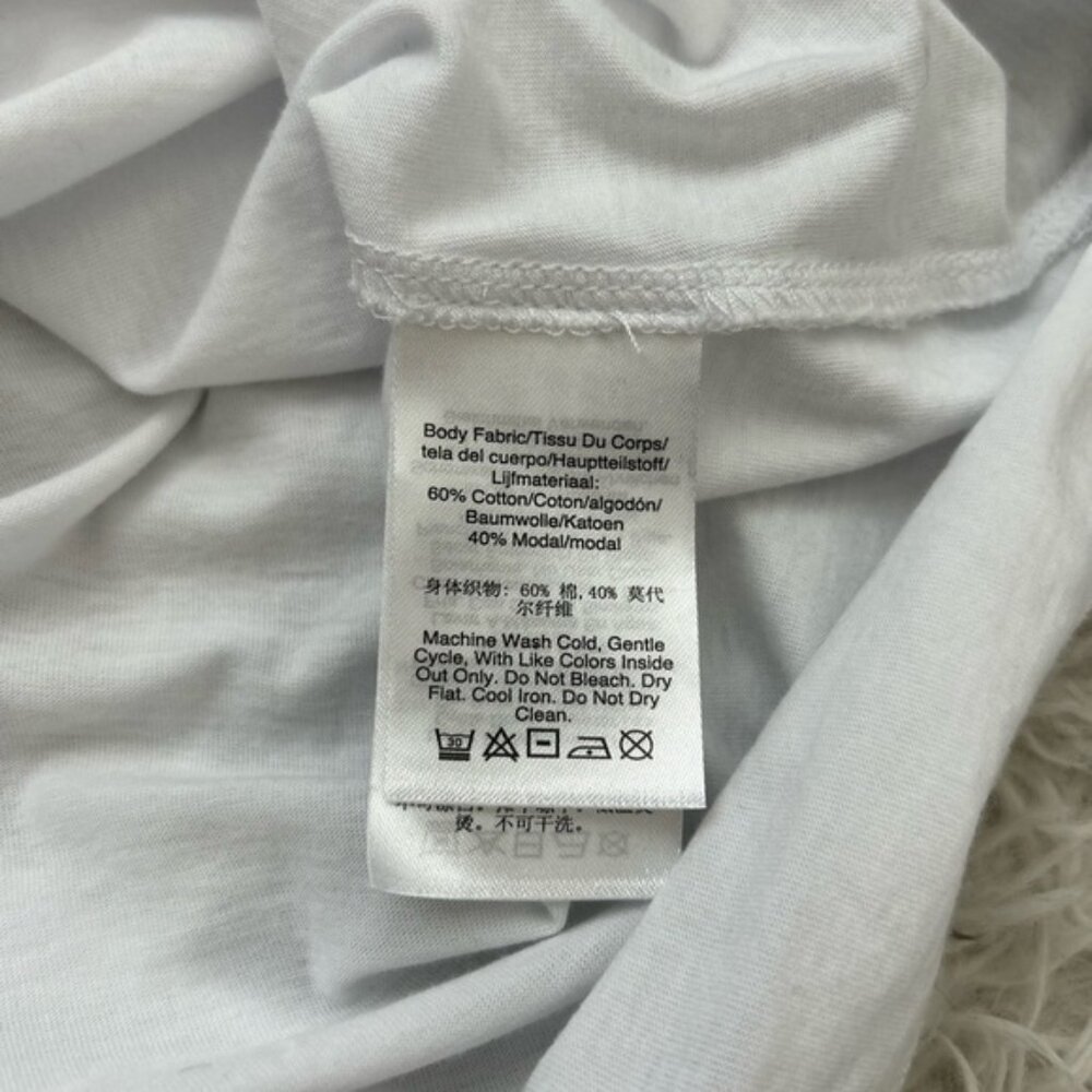 DKNY Ruched Puff Sleeve Mixed Media Logo Tshirt - Picture 5 of 6